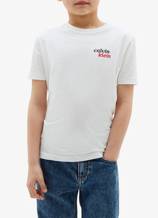 Calvin Klein T-shirt met logo- en backprint - detail 4 bright white-yaf /  wit