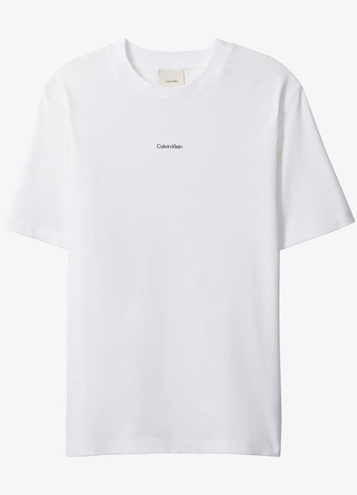 Calvin Klein T-shirt met logo en ronde hals  - voorkant 2 wit