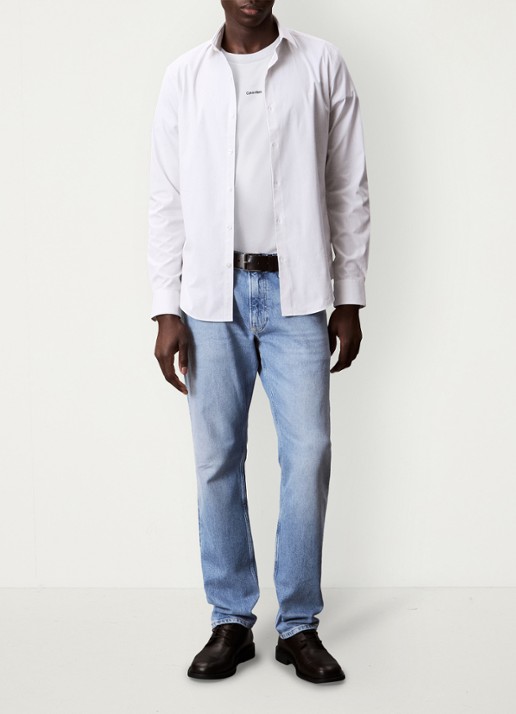 Calvin Klein T-shirt met logo en ronde hals  - voorkant 3 wit