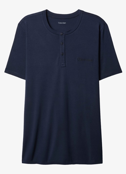 Calvin Klein T-shirt met logo - voorkant 4 petrol