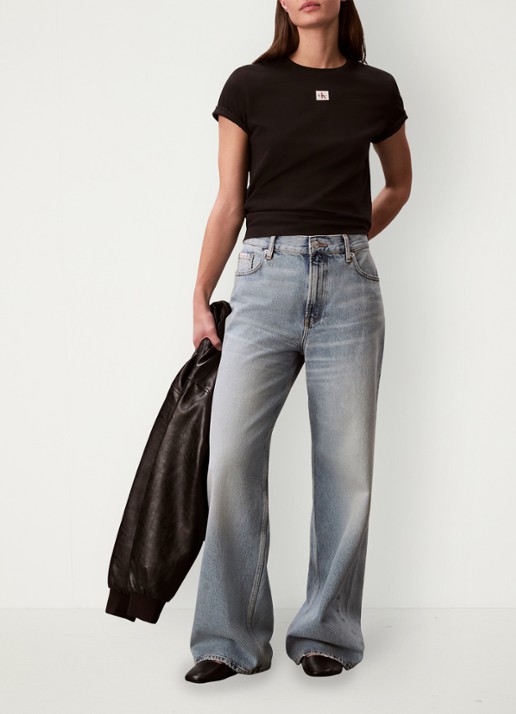 Calvin Klein T-shirt met logo - voorkant 2 zwart