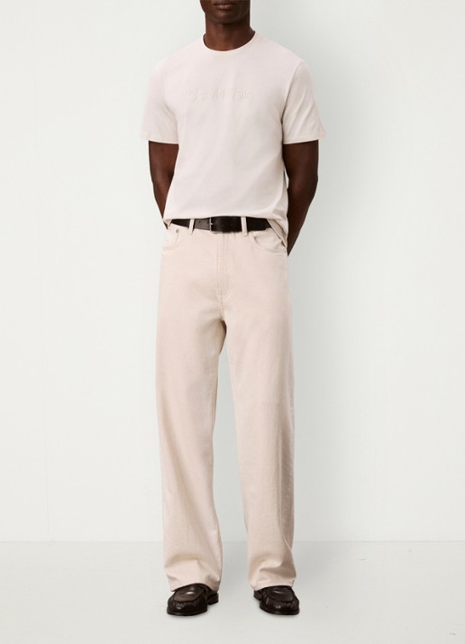 Calvin Klein T-shirt met logo - voorkant 2 creme