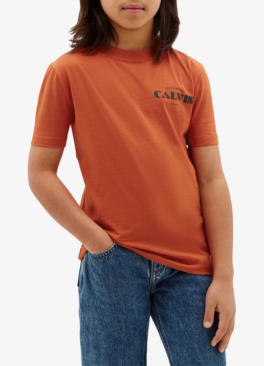 Calvin Klein T-shirt met logo - detail orange