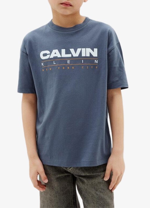 Calvin Klein T-shirt met logo - detail nightshadow blue-chx /  grijs