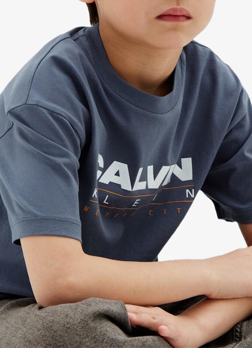 Calvin Klein T-shirt met logo - detail 3 nightshadow blue-chx /  grijs