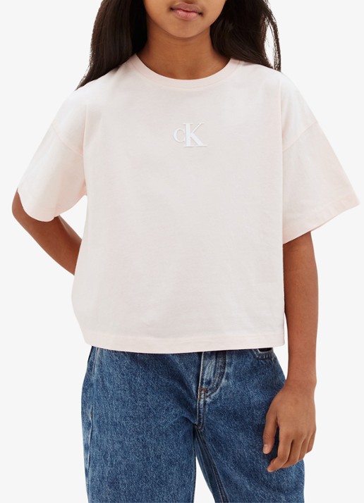 Calvin Klein T-shirt met logo - detail 3 lichtroze