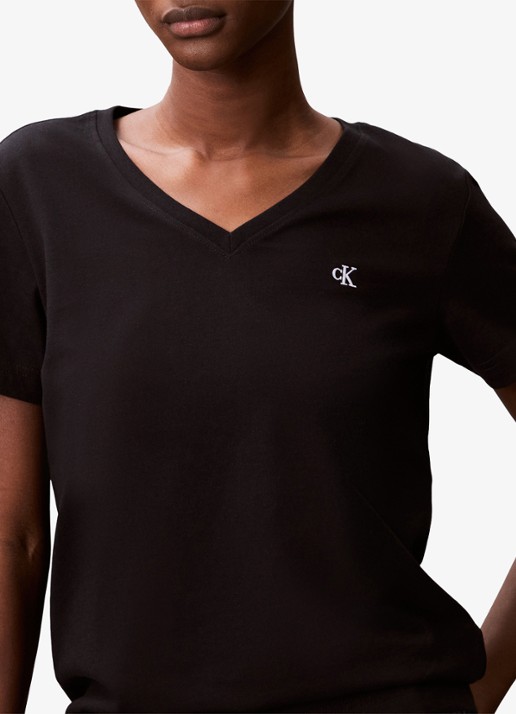 Calvin Klein T-shirt met logoborduring - detail 7 zwart