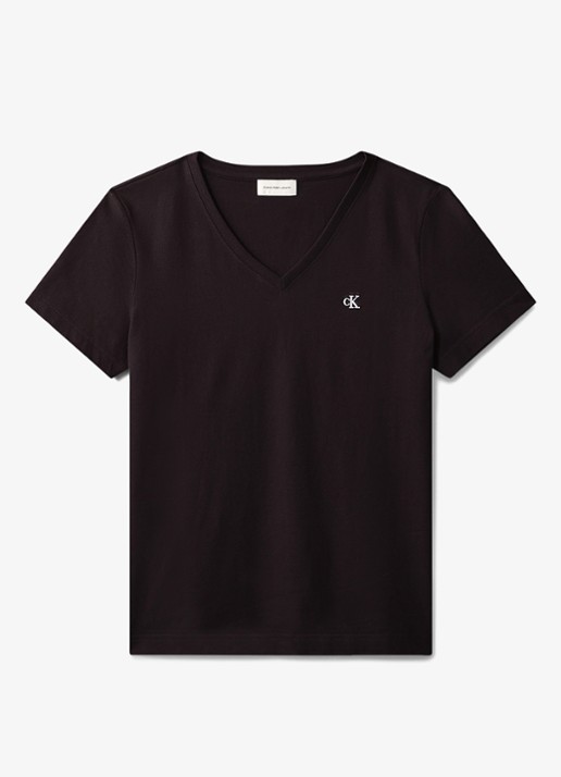 Calvin Klein T-shirt met logoborduring - voorkant 2 zwart