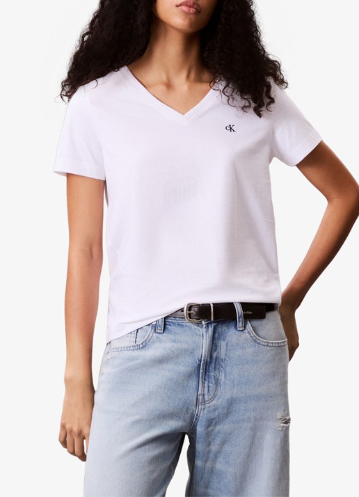 Calvin Klein T-shirt met logoborduring - detail 6 wit