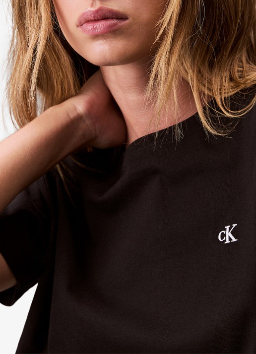 Calvin Klein T-shirt met logoborduring - detail 3 zwart