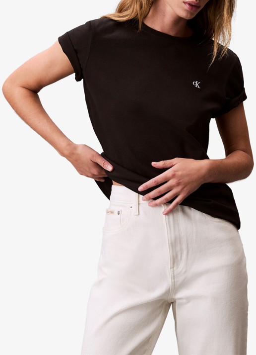 Calvin Klein T-shirt met logoborduring - detail 4 zwart