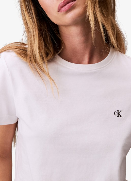 Calvin Klein T-shirt met logoborduring - detail 5 wit