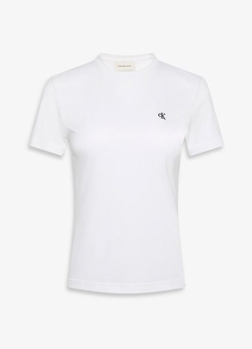 Calvin Klein T-shirt met logoborduring - voorkant 2 wit