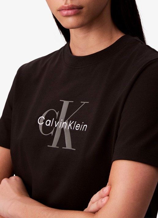 Calvin Klein T-shirt met logoborduring - detail 4 zwart