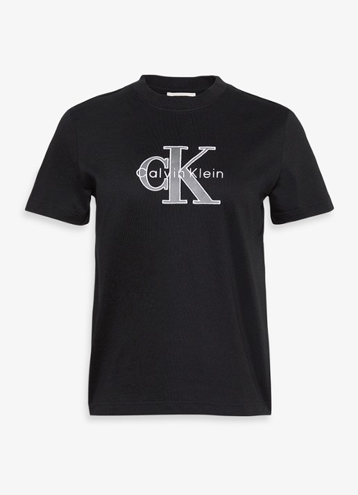 Calvin Klein T-shirt met logoborduring - voorkant 5 zwart