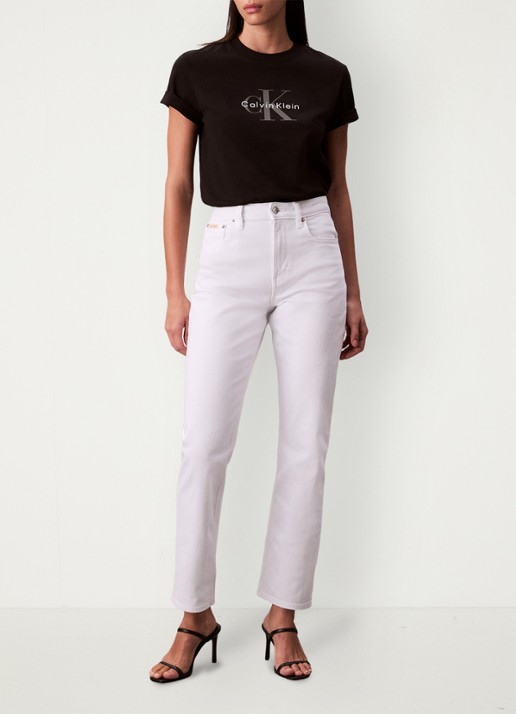 Calvin Klein T-shirt met logoborduring - voorkant 6 zwart