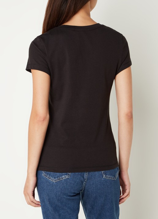Calvin Klein T-shirt met logoborduring - achterkant zwart