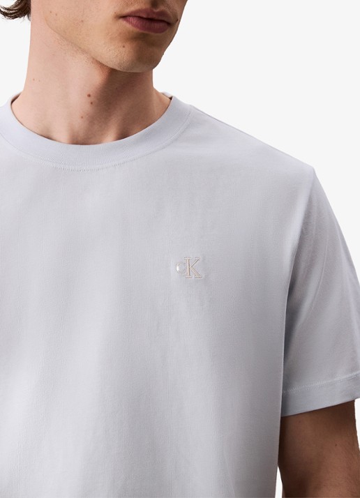 Calvin Klein T-shirt met logoborduring - detail 4 lichtgrijs