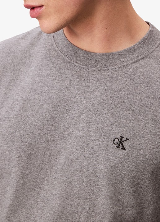 Calvin Klein T-shirt met logoborduring - detail 5 grijsmele