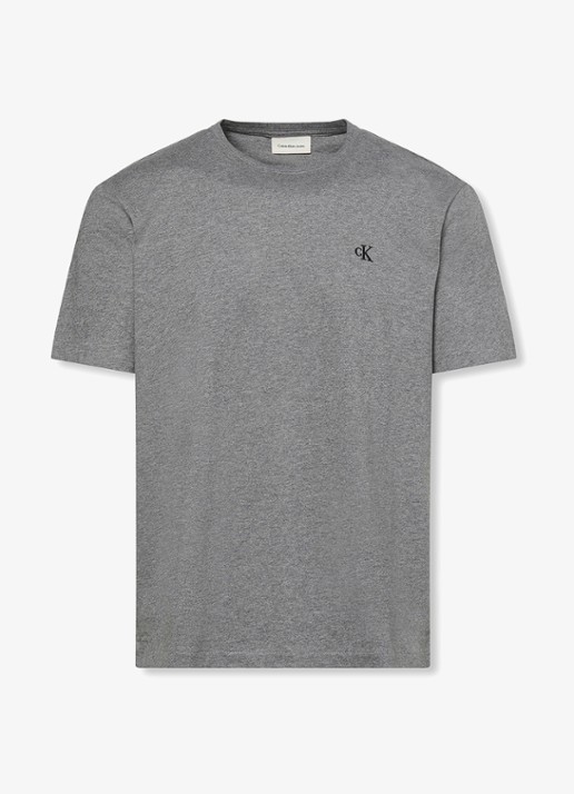 Calvin Klein T-shirt met logoborduring - voorkant 2 grijsmele