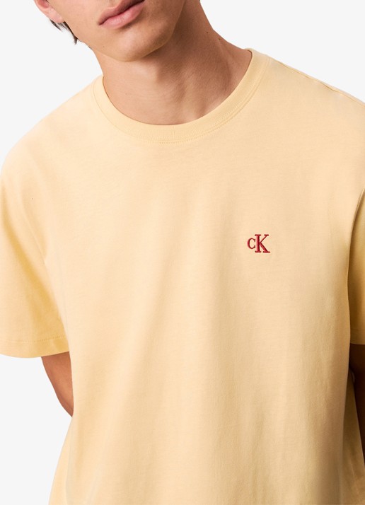 Calvin Klein T-shirt met logoborduring - detail 5 geel