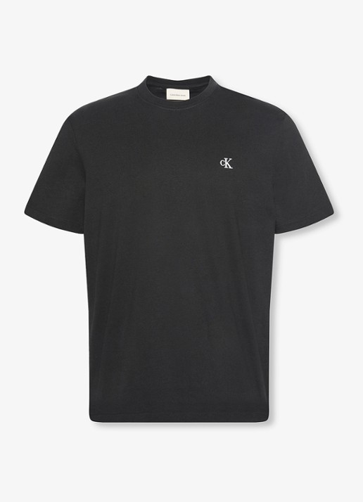 Calvin Klein T-shirt met logoborduring - voorkant zwart