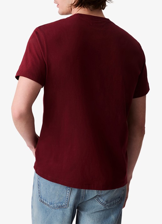 Calvin Klein T-shirt met logoborduring - achterkant donkerrood