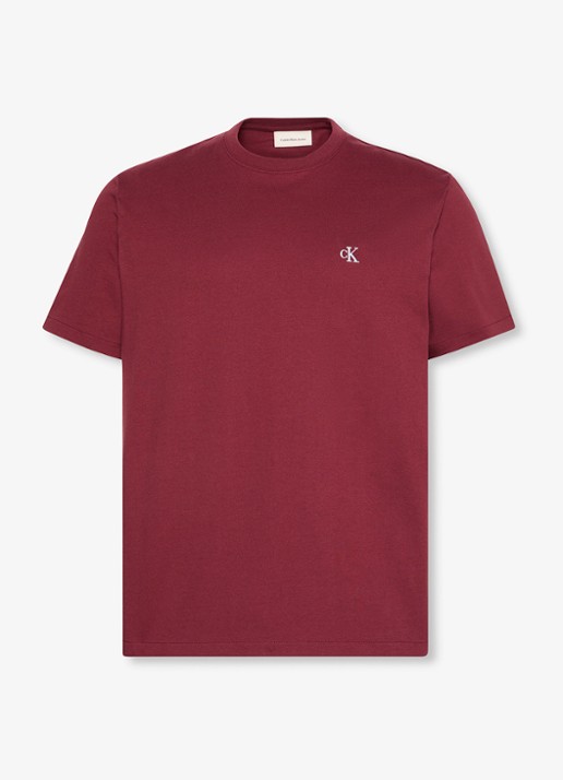 Calvin Klein T-shirt met logoborduring - voorkant 2 rood