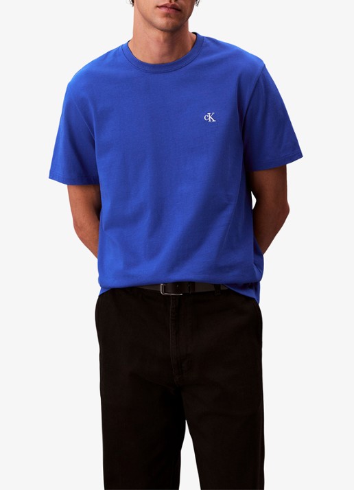 Calvin Klein T-shirt met logoborduring - detail 4 kobaltblauw