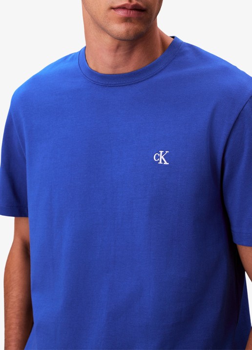 Calvin Klein T-shirt met logoborduring - detail 5 kobaltblauw