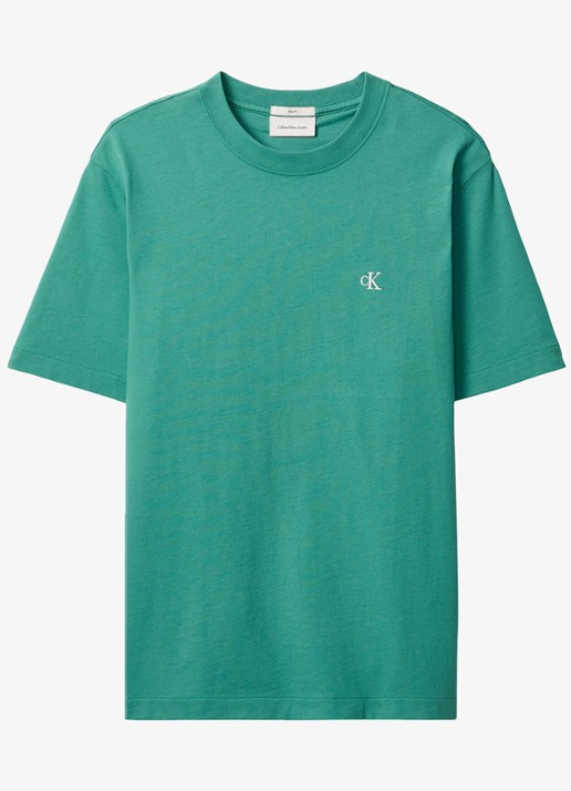 Calvin Klein T-shirt met logoborduring - voorkant 4 wild green-vfl / groen
