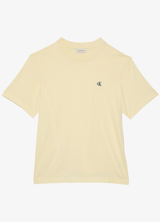 Calvin Klein T-shirt met logoborduring - voorkant 4 pear sorbet-zrk/ geel