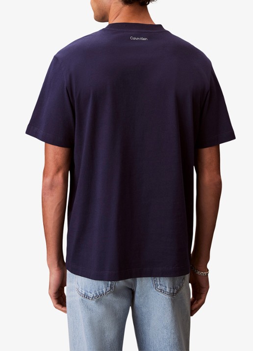 Calvin Klein T-shirt met logoborduring - achterkant 3 donkerblauw