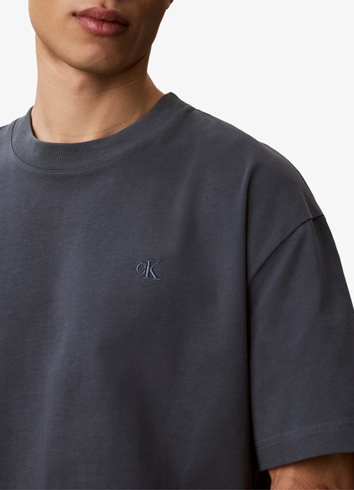 Calvin Klein T-shirt met logoborduring - detail 4 dark slate-ceg /  groen