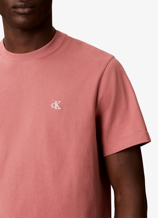 Calvin Klein T-shirt met logoborduring - detail 4 light mahogany / lichtbruin