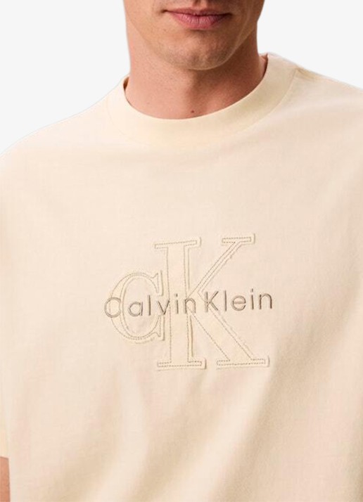Calvin Klein T-shirt met logoborduring - detail 4 creme