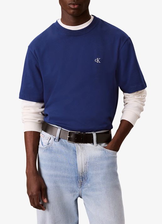 Calvin Klein T-shirt met logoborduring - detail 7 estate blue-5ma / blauw