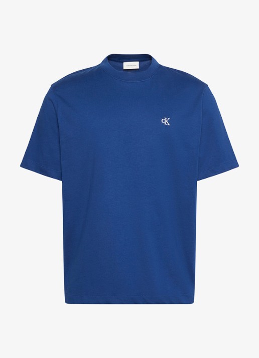 Calvin Klein T-shirt met logoborduring - voorkant estate blue-5ma / blauw