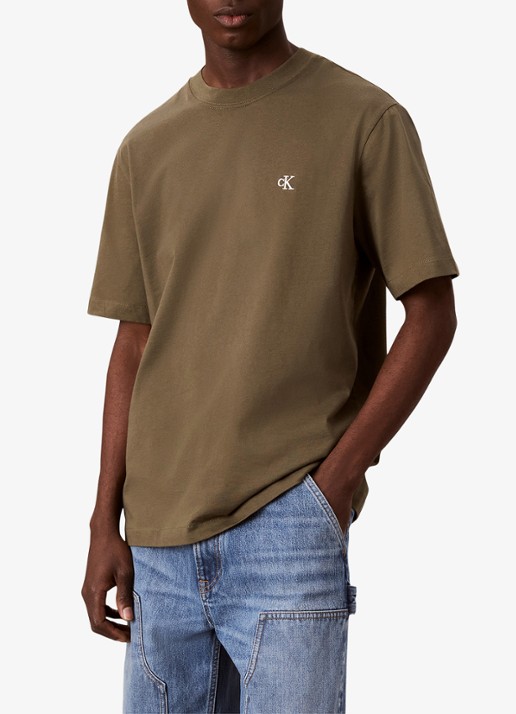 Calvin Klein T-shirt met logoborduring - detail 4 olive night-li1 / groen