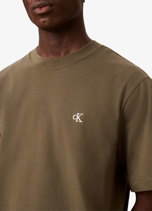 Calvin Klein T-shirt met logoborduring - detail 5 olive night-li1 / groen