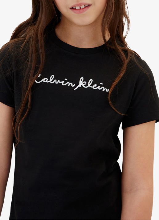 Calvin Klein T-shirt met logoborduring - detail zwart