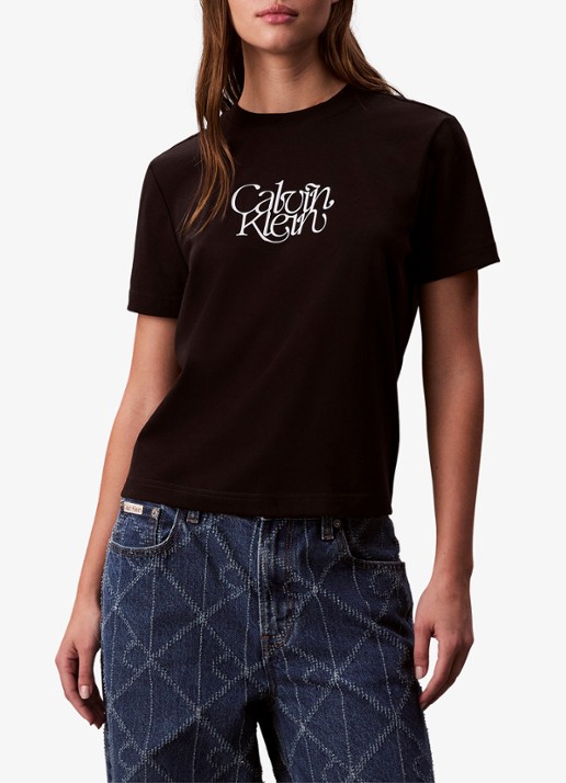 Calvin Klein T-shirt met logoprint - detail 6 zwart