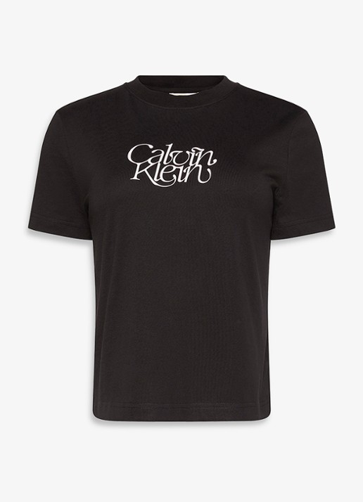Calvin Klein T-shirt met logoprint - voorkant 2 zwart