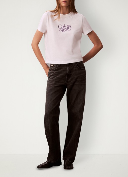 Calvin Klein T-shirt met logoprint - voorkant 5 wit