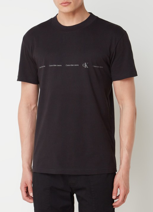 Calvin Klein T-shirt met logoprint - detail zwart