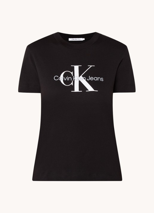 Calvin Klein T-shirt met logoprint - voorkant 3 zwart