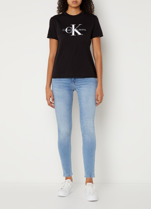Calvin Klein T-shirt met logoprint - voorkant 4 zwart