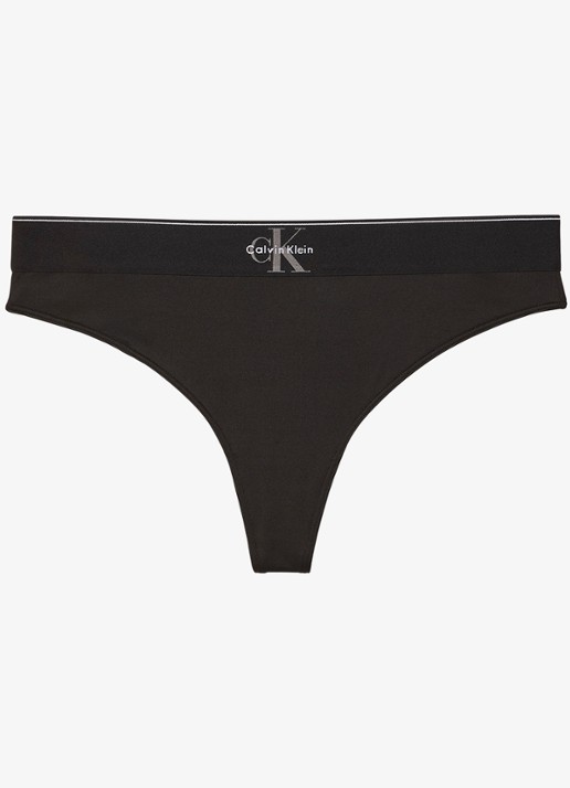 Calvin Klein Tanga met logoband - voorkant 5 zwart