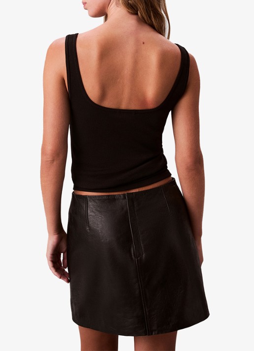 Calvin Klein Tanktop met logoborduring en ribstructuur - achterkant 6 zwart