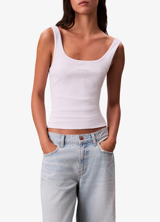 Calvin Klein Tanktop met logoborduring en ribstructuur